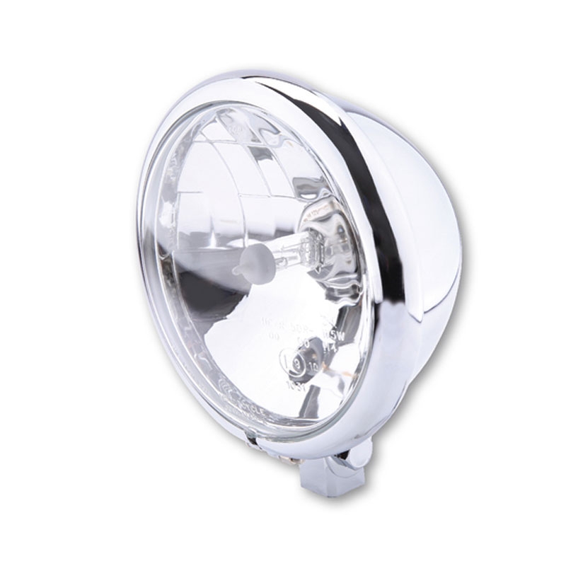 Faro anteriore cromato Highsider Smart Bates Style da 5 3/4 pollici in vetro trasparente