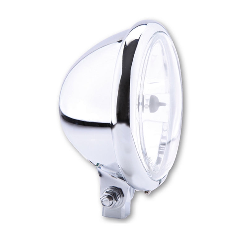 Faro anteriore cromato Highsider Smart Bates Style da 5 3/4 pollici in vetro trasparente