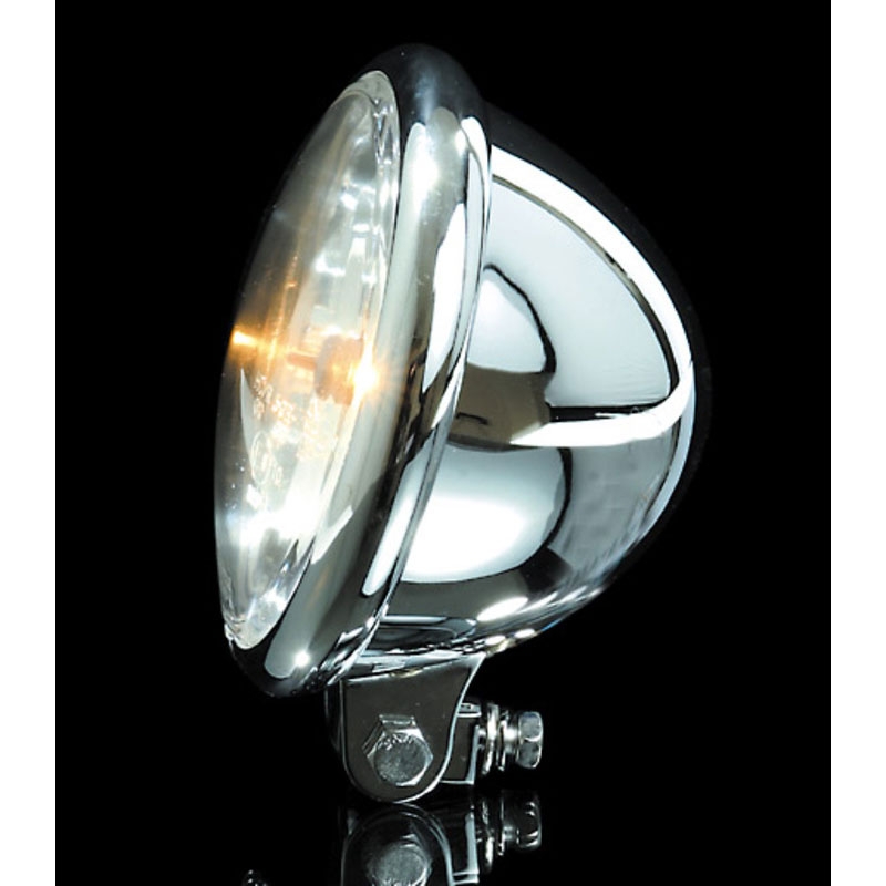 Faro anteriore cromato Highsider Smart Bates Style da 5 3/4 pollici in vetro trasparente