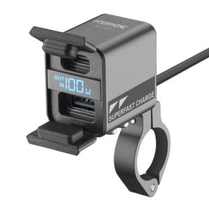 Interphone Caricabatterie USB-C, USB-A con ricarica per batteria moto nero