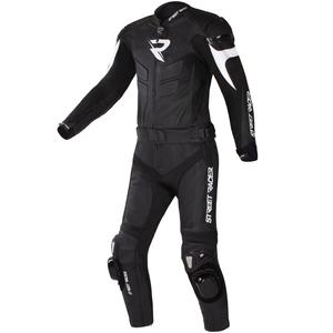 Tuta da moto in pelle Street Racer Fast Track 2.1 nera-bianca