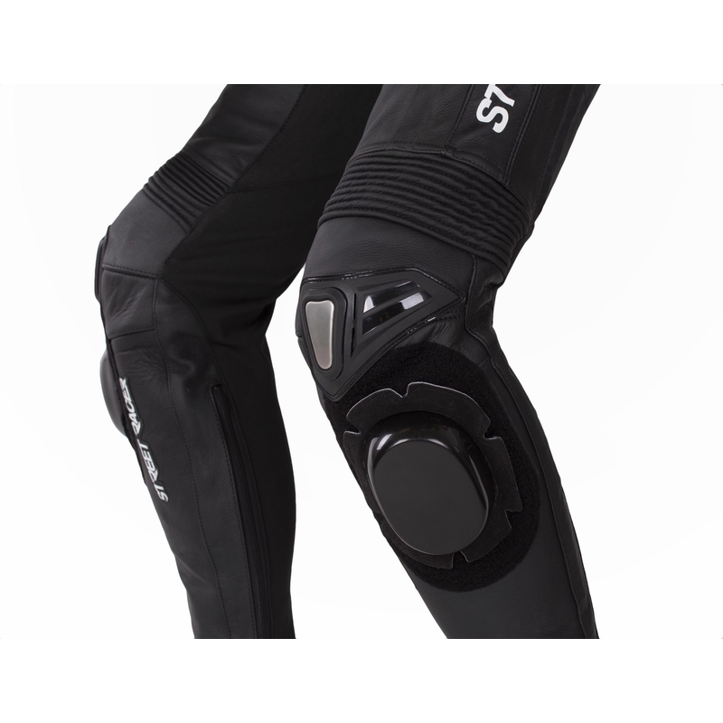 Tuta da moto in pelle Street Racer Fast Track 2.1 nera-bianca