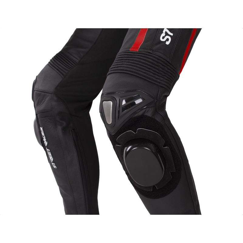 Tuta da moto in pelle Street Racer Fast Track 2.1 nera-rossa