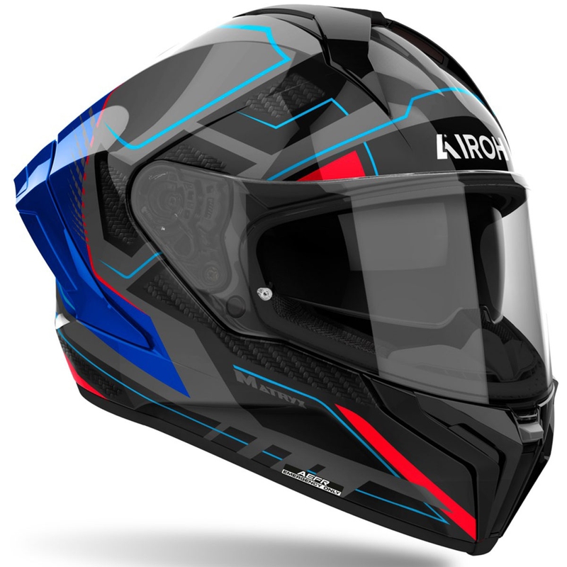 Casco integrale da moto Airoh MATRYX Rocket blu-rosso lucido