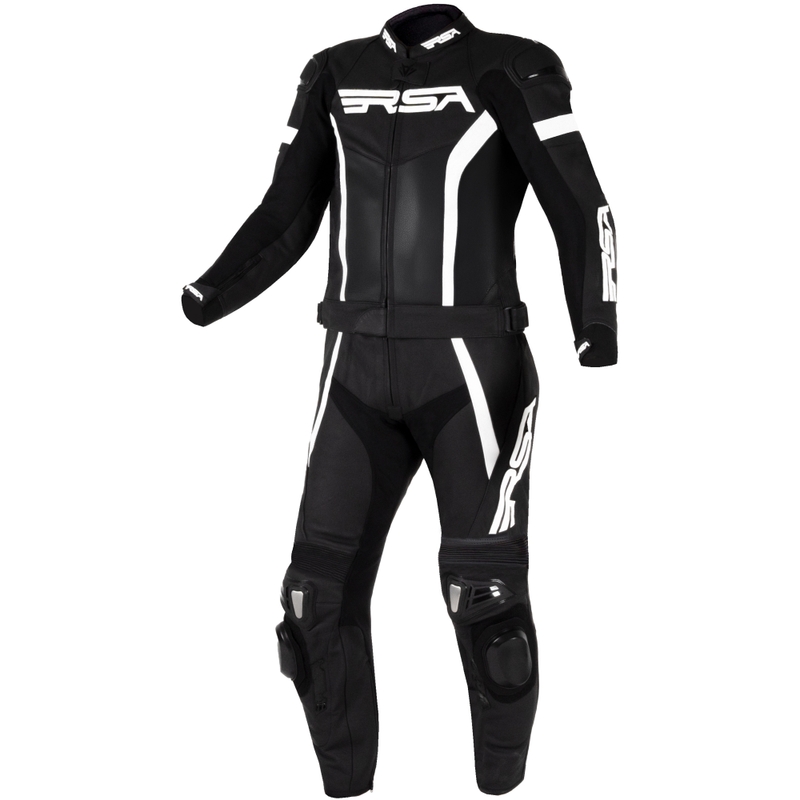 Tuta da moto in pelle bianca e nera RSA Imola 2.1