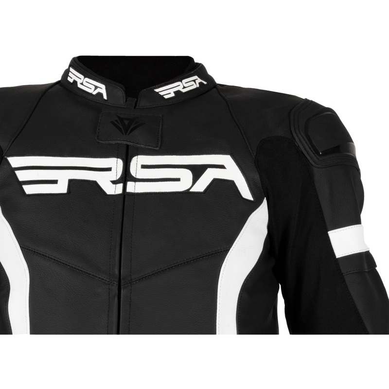 Tuta da moto in pelle bianca e nera RSA Imola 2.1