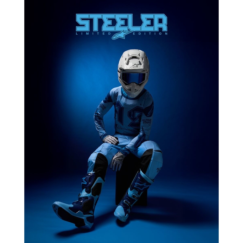 Stivali da moto Alpinestars Tech 10 Limited Edition Steelers Blu-Azzurro