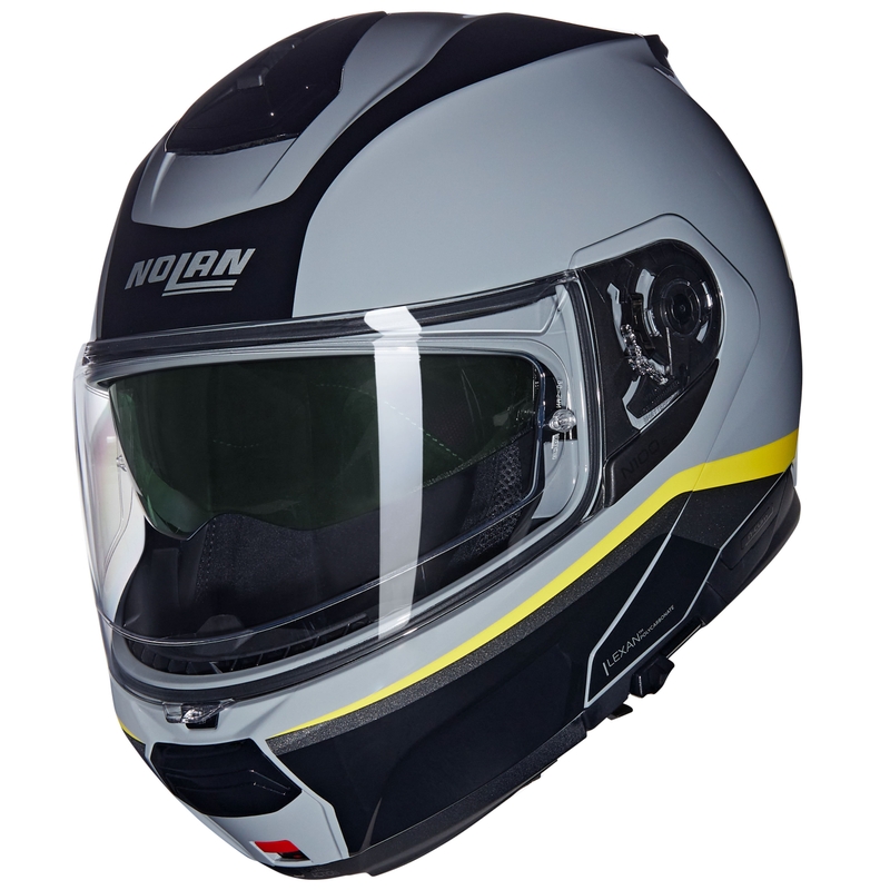 Casco moto apribile Nolan N100-6 Incognito N-COM 346 grigio-nero-giallo