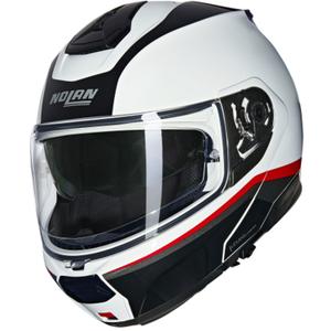 Casco moto apribile Nolan N100-6 Incognito N-COM 344 bianco-nero-rosso