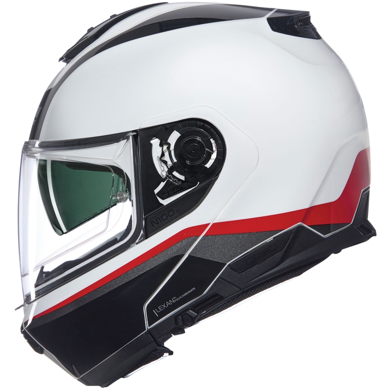 Casco moto apribile Nolan N100-6 Incognito N-COM 344 bianco-nero-rosso