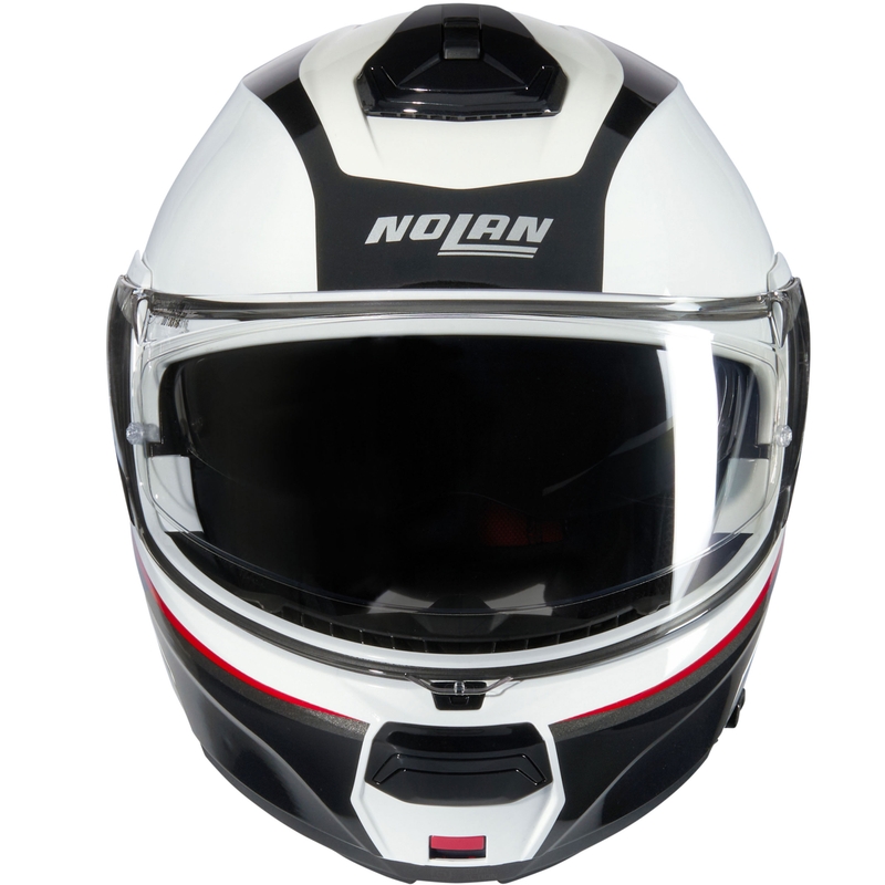 Casco moto apribile Nolan N100-6 Incognito N-COM 344 bianco-nero-rosso