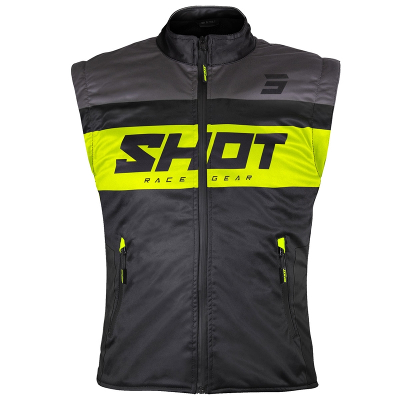 Gilet da moto Shot Bodywarmer Lite nero-giallo fluo