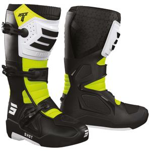 Stivali da moto Shot Race 4 nero-bianco-giallo fluo