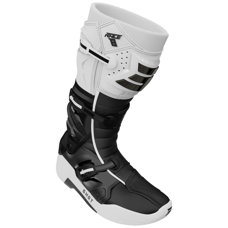 Stivali da moto Shot Race 8 bianco-nero