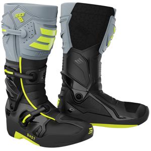 Stivali da moto Shot Race 8 nero-grigio-giallo fluo