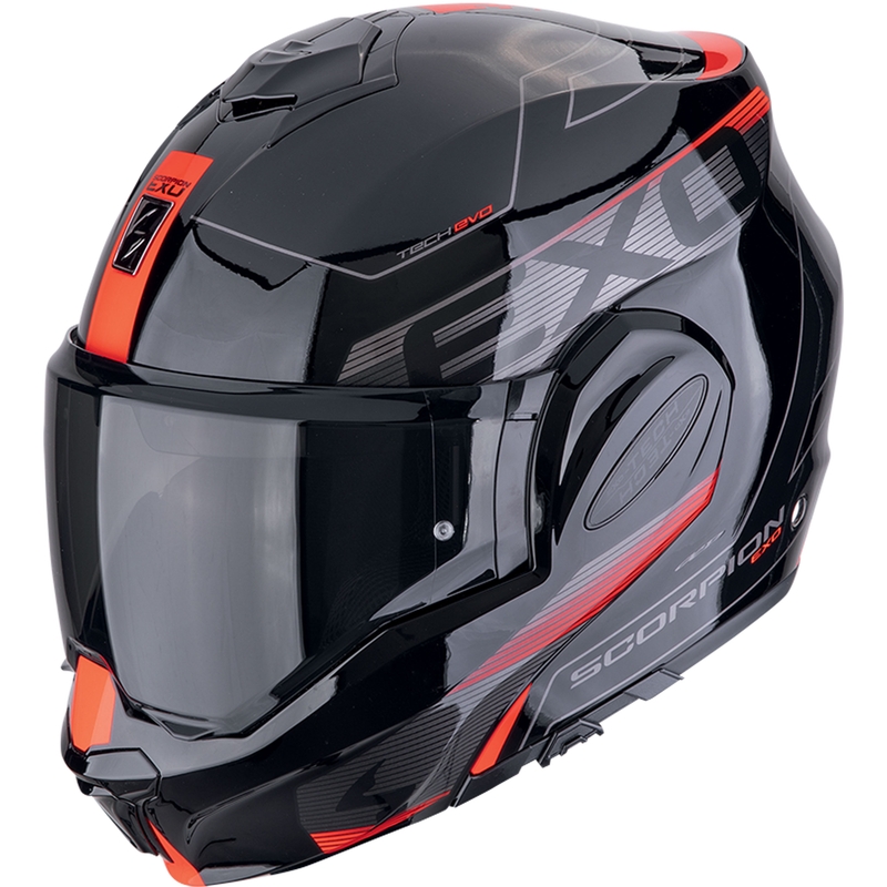 Casco moto pieghevole Scorpion EXO-TECH EVO TRAVELLER nero-rosso