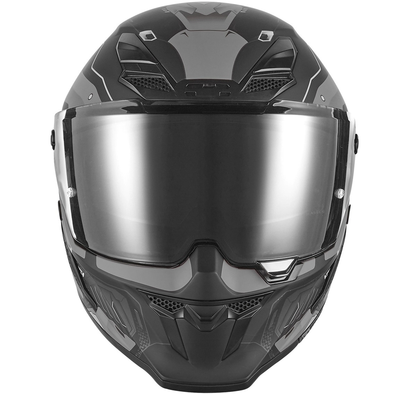 Casco integrale da moto NOX Exclusive Goliath Berserk, nero opaco-titanio