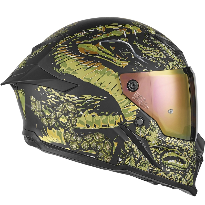 Casco integrale da moto NOX Exlusiv Goliath Mythology nero opaco-oro