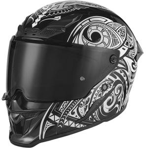Casco integrale da moto NOX Exlusiv Goliath Maori nero opaco-bianco