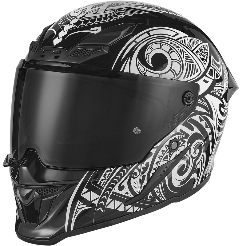 Casco integrale da moto NOX Exlusiv Goliath Maori nero-bianco