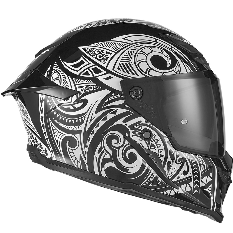 Casco integrale da moto NOX Exlusiv Goliath Maori nero-bianco