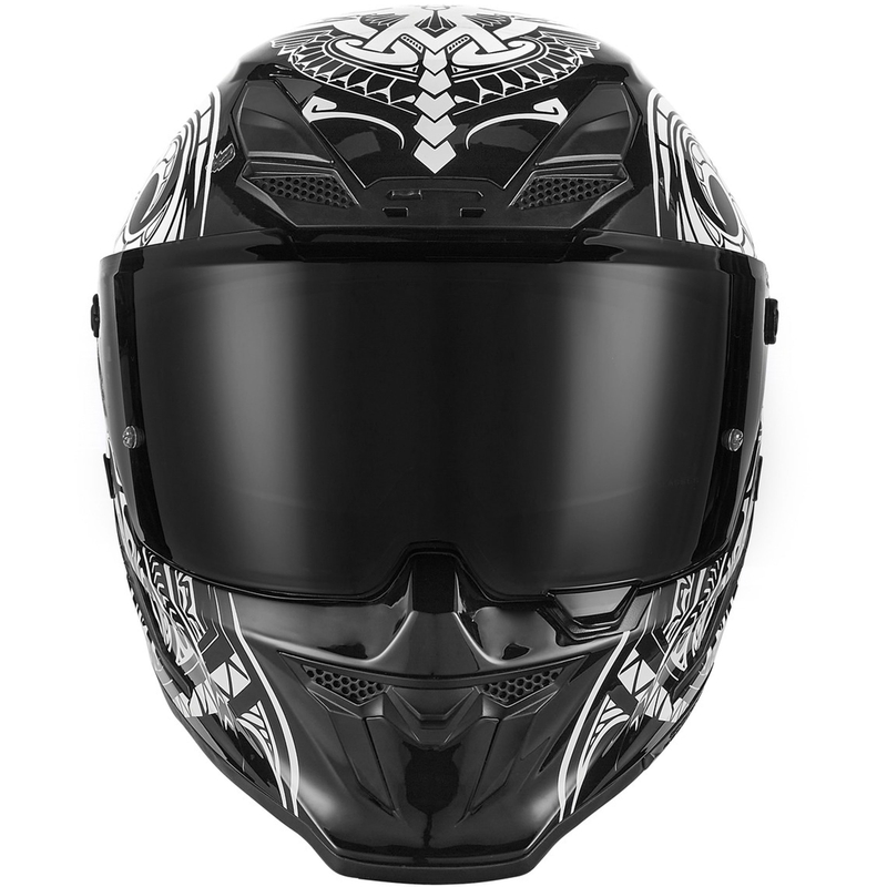 Casco integrale da moto NOX Exlusiv Goliath Maori nero-bianco