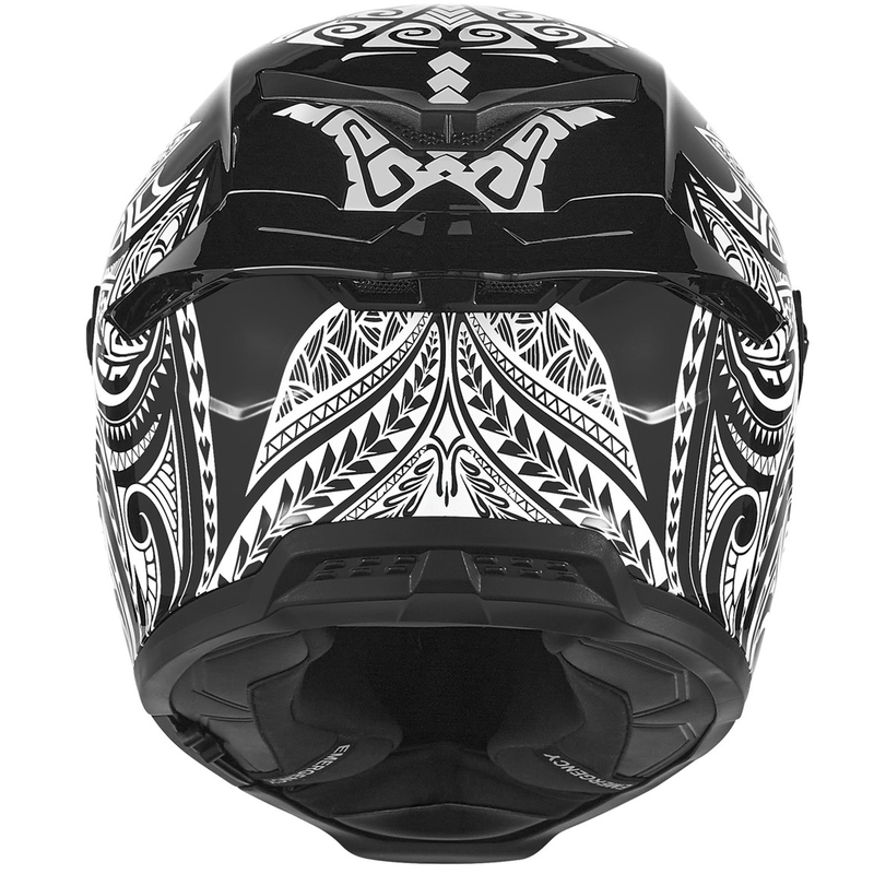 Casco integrale da moto NOX Exlusiv Goliath Maori nero-bianco