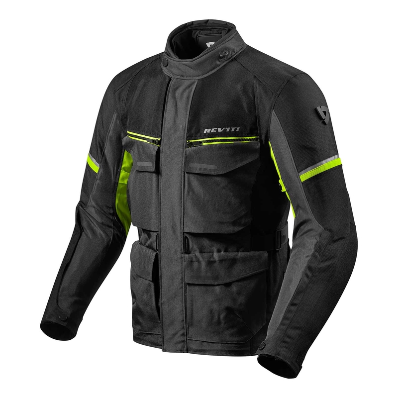 Giacca da moto Revit Outback 3 nero-giallo fluo Saldi