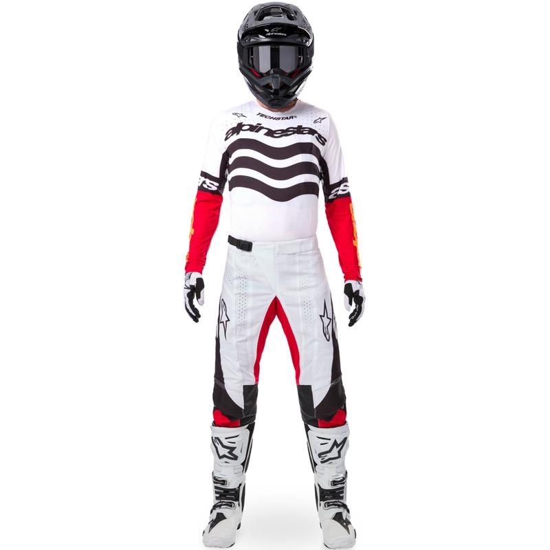 Maglia da motocross Alpinestars Techstar in edizione limitata Nero intenso-bianco-rosso fluo-arancione