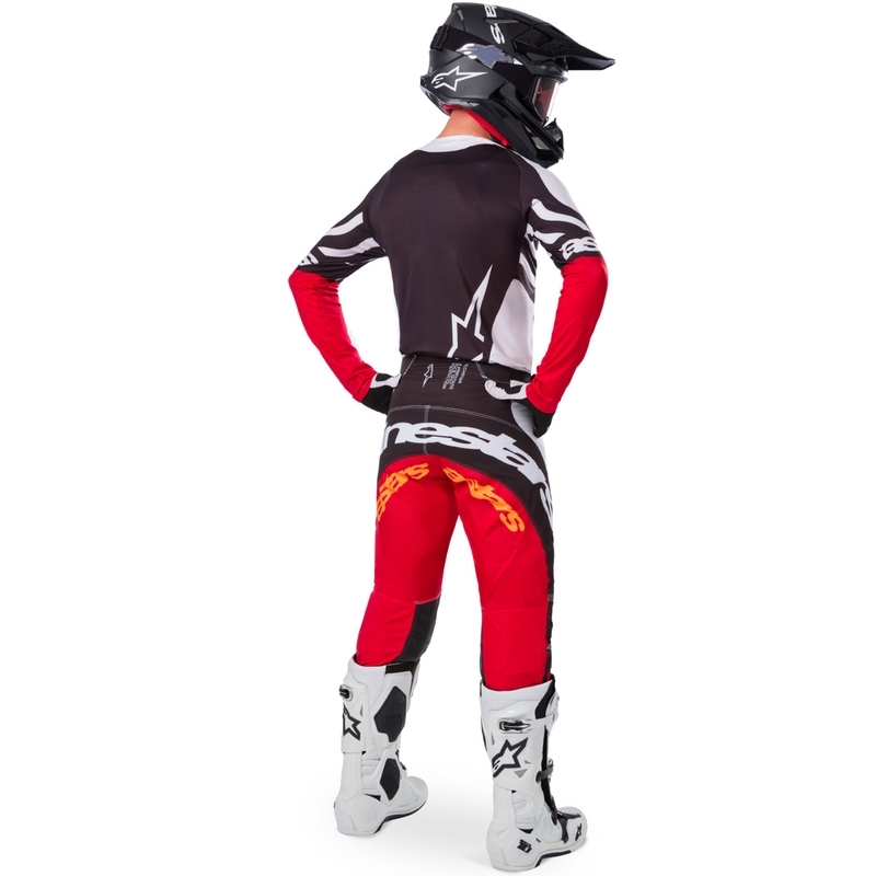 Maglia da motocross Alpinestars Techstar in edizione limitata Nero intenso-bianco-rosso fluo-arancione