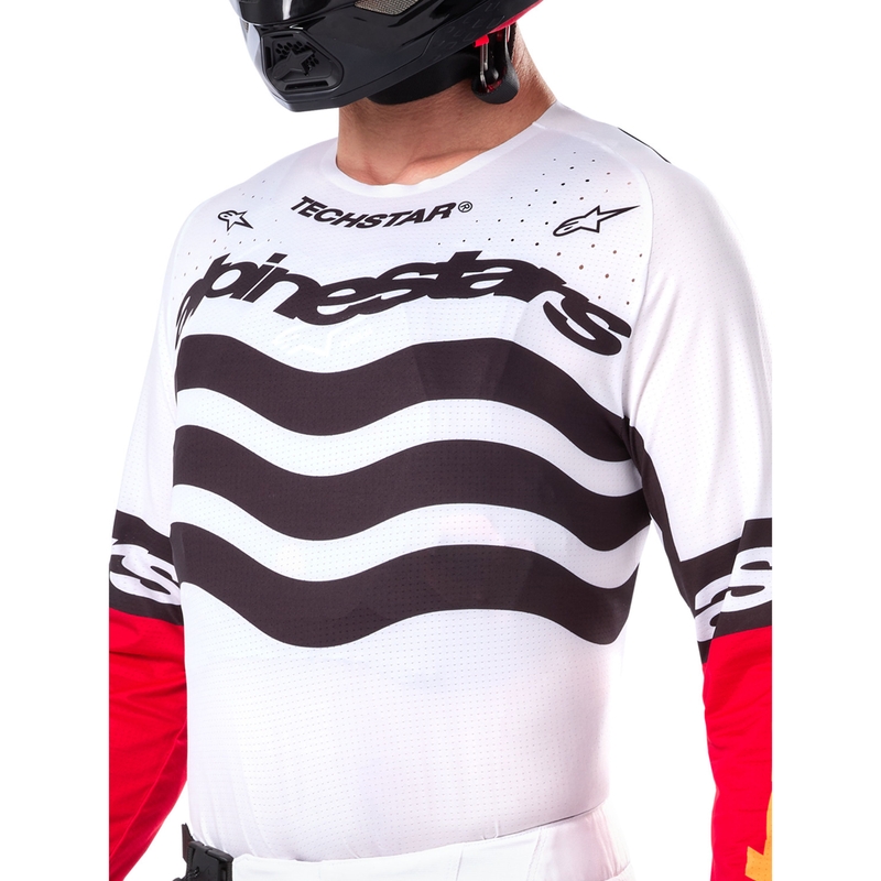 Maglia da motocross Alpinestars Techstar in edizione limitata Nero intenso-bianco-rosso fluo-arancione