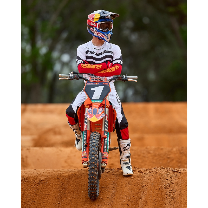 Maglia da motocross Alpinestars Techstar in edizione limitata Nero intenso-bianco-rosso fluo-arancione