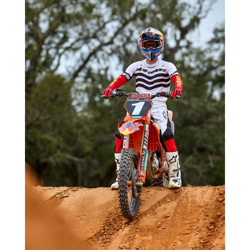 Maglia da motocross Alpinestars Techstar in edizione limitata Nero intenso-bianco-rosso fluo-arancione