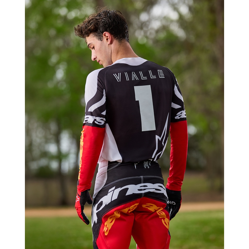 Maglia da motocross Alpinestars Techstar in edizione limitata Nero intenso-bianco-rosso fluo-arancione