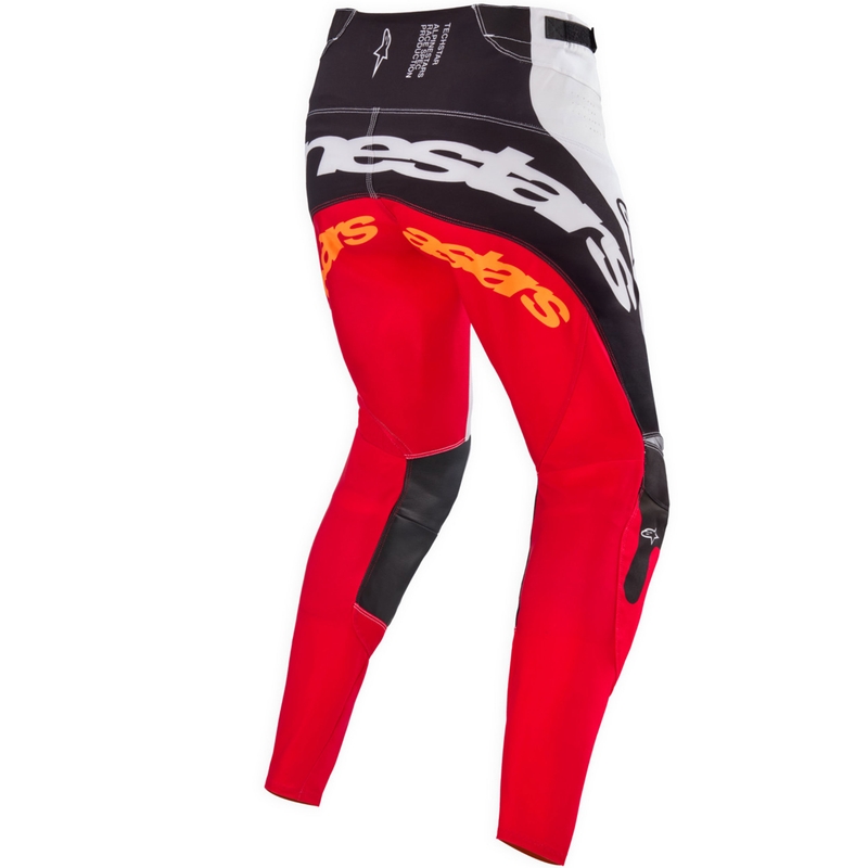 Pantaloni da motocross Alpinestars Techstar in edizione limitata Nero intenso-bianco-rosso fluo-arancione