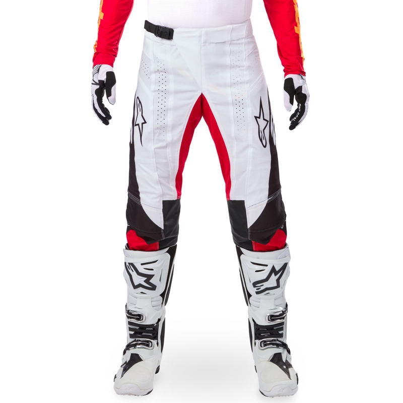 Pantaloni da motocross Alpinestars Techstar in edizione limitata Nero intenso-bianco-rosso fluo-arancione