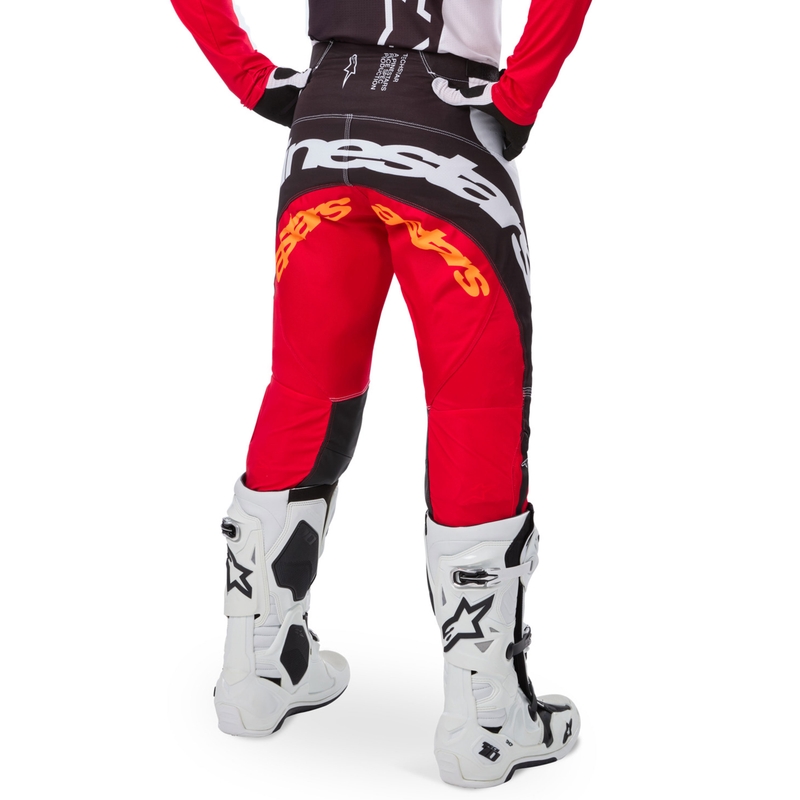 Pantaloni da motocross Alpinestars Techstar in edizione limitata Nero intenso-bianco-rosso fluo-arancione