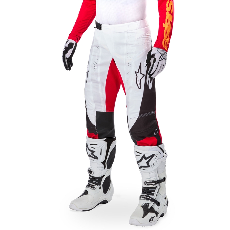 Pantaloni da motocross Alpinestars Techstar in edizione limitata Nero intenso-bianco-rosso fluo-arancione