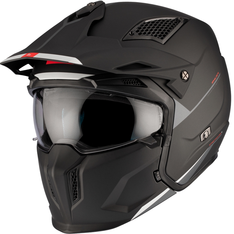 Casco jet con maschera MT Streetfighter SV S Solid A1 nero opaco