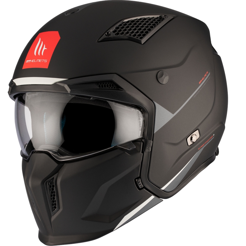 Casco jet con maschera MT Streetfighter SV S Solid A1 nero opaco