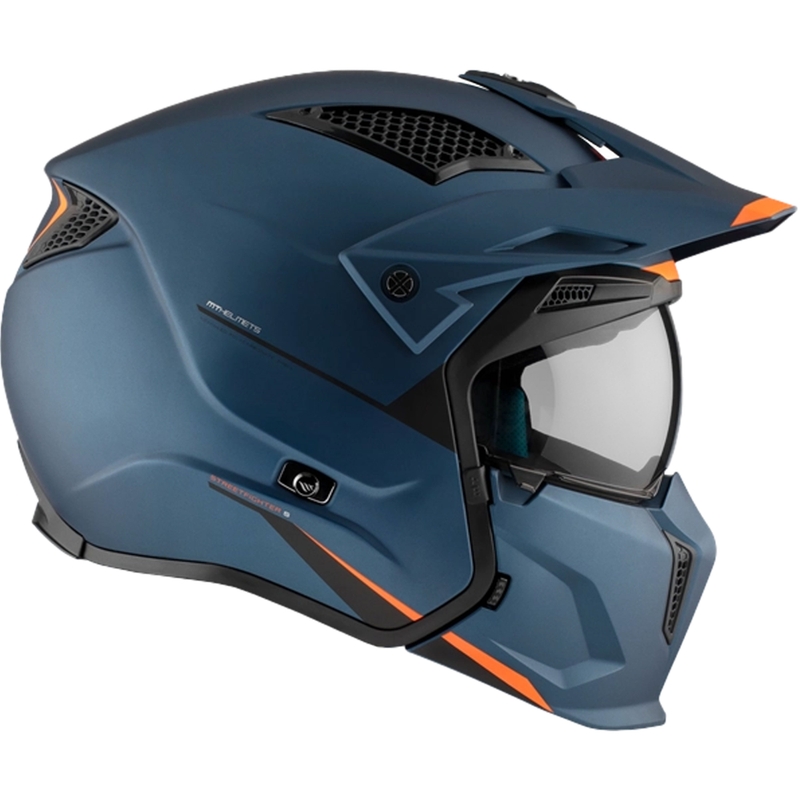 Casco jet con maschera MT Streetfighter SV S Solid A7 blu opaco