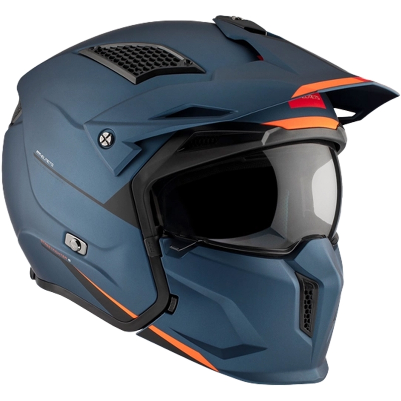 Casco jet con maschera MT Streetfighter SV S Solid A7 blu opaco