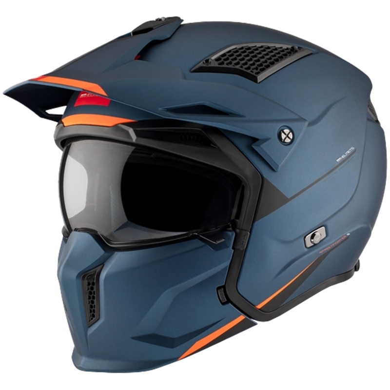 Casco jet con maschera MT Streetfighter SV S Solid A7 blu opaco