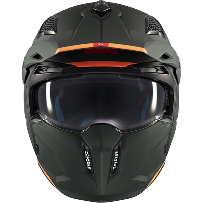 Casco jet con maschera MT Streetfighter SV S Solid A6 verde opaco