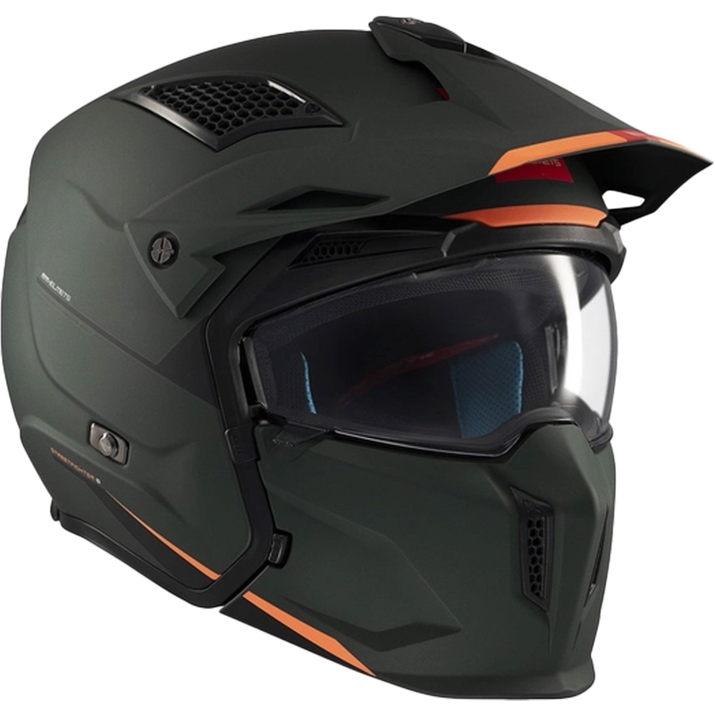 Casco jet con maschera MT Streetfighter SV S Solid A6 verde opaco