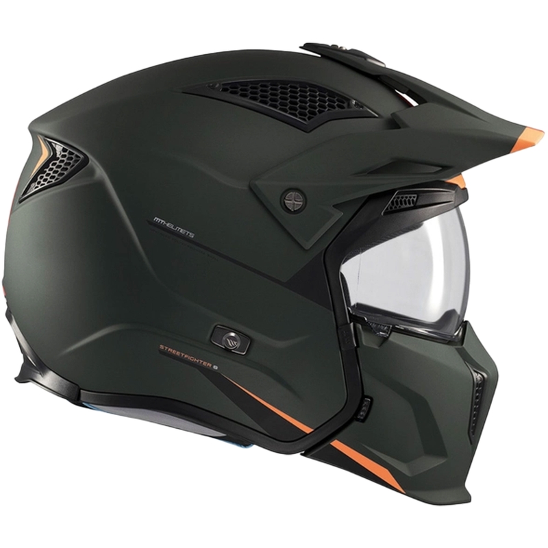 Casco jet con maschera MT Streetfighter SV S Solid A6 verde opaco