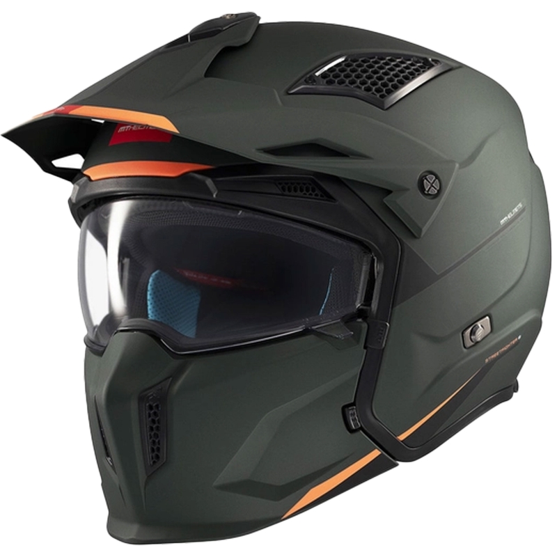 Casco jet con maschera MT Streetfighter SV S Solid A6 verde opaco