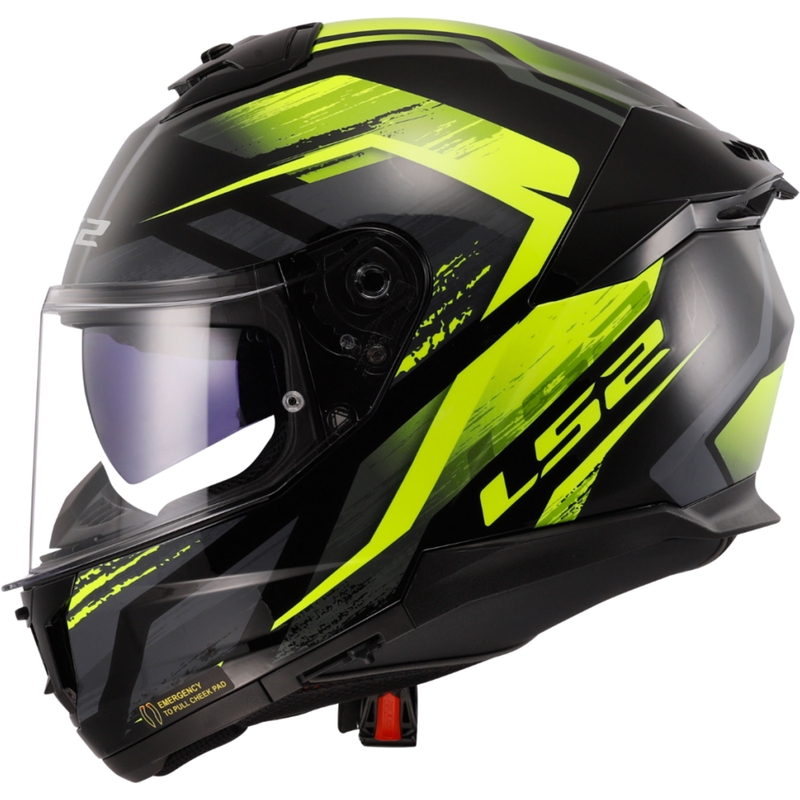 Casco integrale da moto LS2 FF808 Stream II Fury nero-giallo fluo