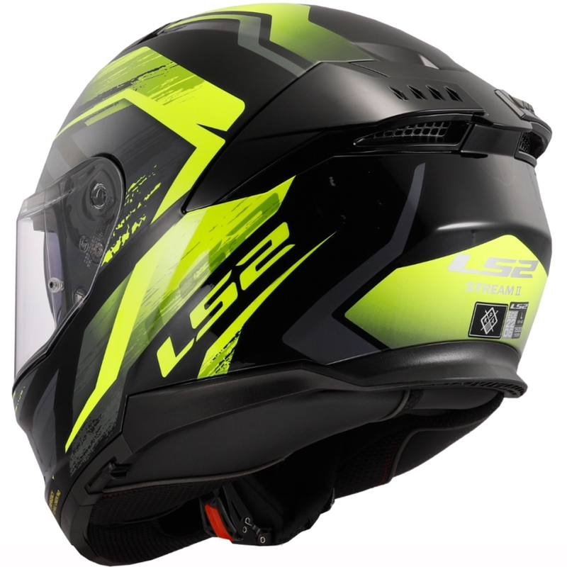 Casco integrale da moto LS2 FF808 Stream II Fury nero-giallo fluo