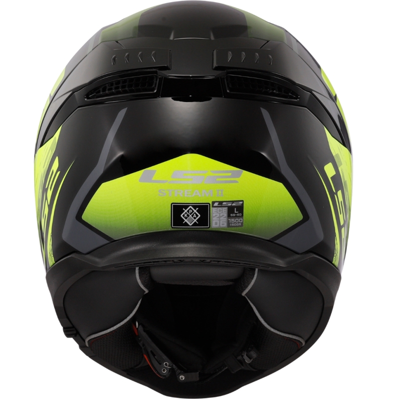 Casco integrale da moto LS2 FF808 Stream II Fury nero-giallo fluo